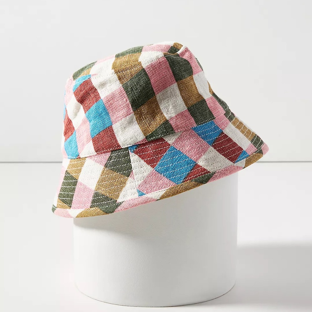 Épice Sasha Linen Checkered Bucket Hat